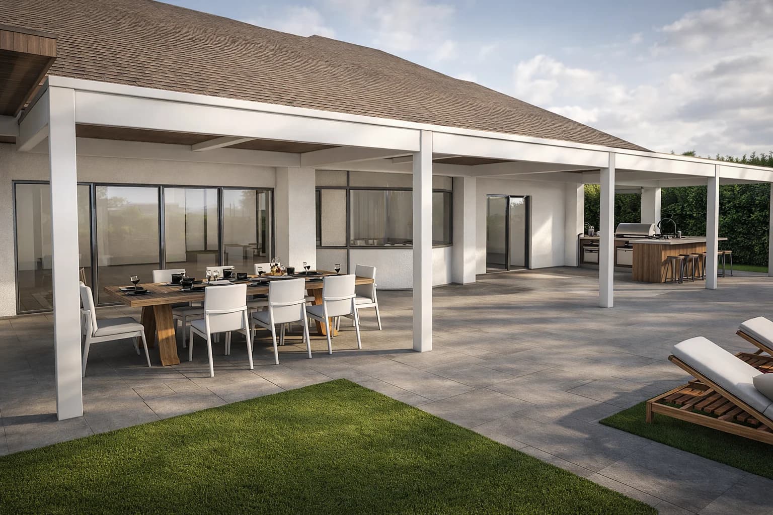 3D Rendering — Covered dining and outdoor bar area