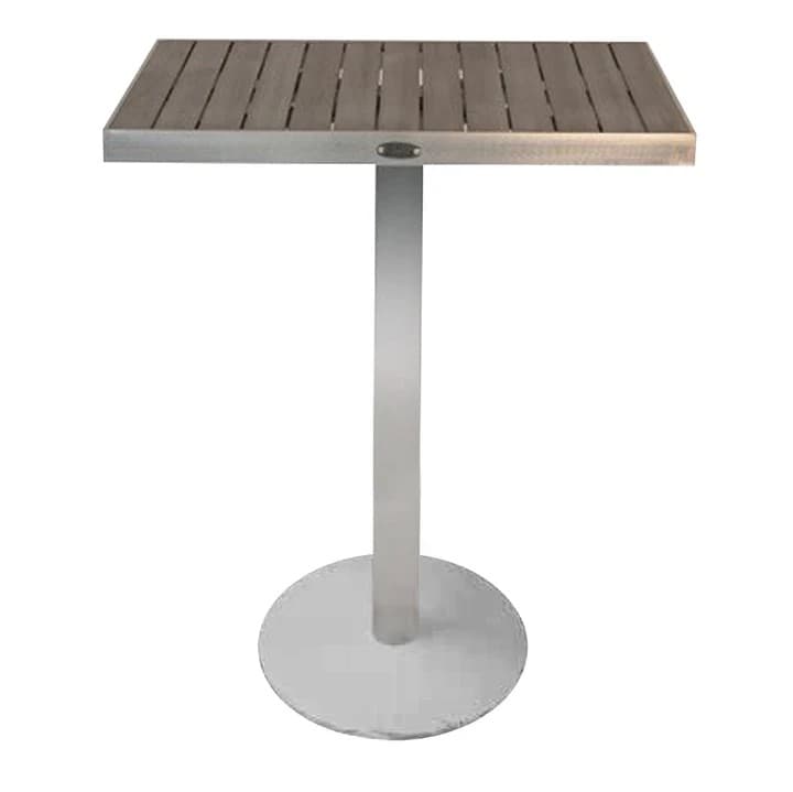 Kannoa Sicilia Pedestal Round Bar Table with Square Top and Alumawood
