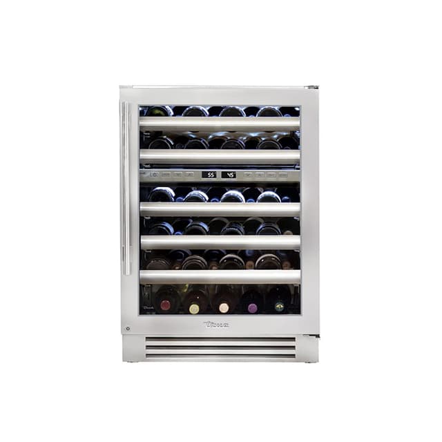 True 24 Inch 45 Bottle Glass Door Outdoor Dual Zone Outdoor Wine Cabinet - Stainless Steel