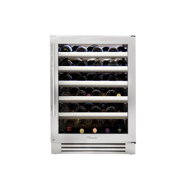 True 24 Inch 45 Bottle Glass Door Outdoor Wine Cabinet - Stainless Steel