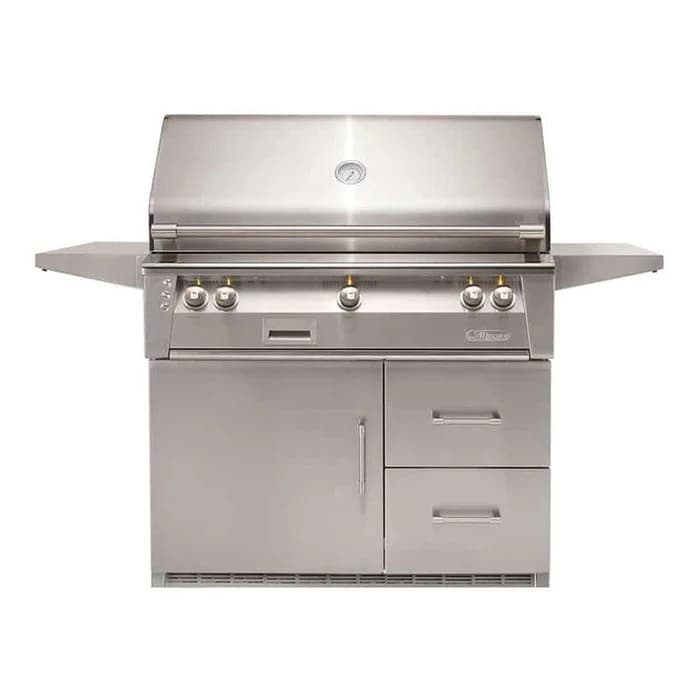 Alfresco 42" Refrigerator Cart Grill, 3 Burner, Rotis, Single Door, Double Drawer, NG