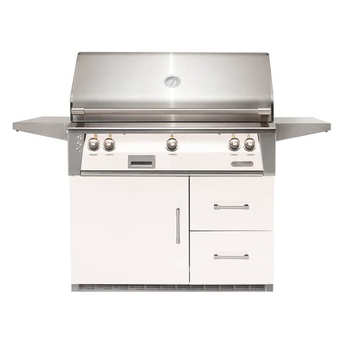 Alfresco 42" Refrigerator Cart Grill, 3 Burner, Rotis, Single Door, Double Drawer, NG, Color
