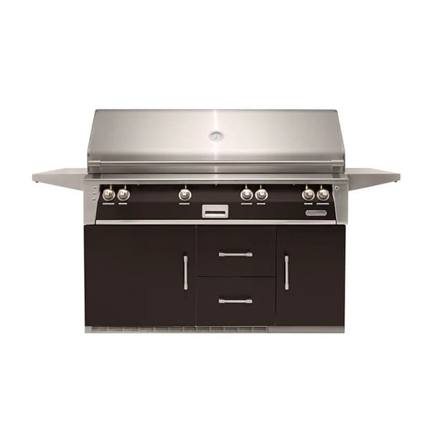 Alfresco 56" Refrigerator Cart Grill, 3 Burner, Rotis, Double Door, Double Drawer, Sear Zone, LP, Color