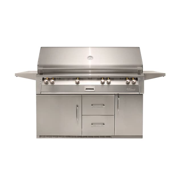 Alfresco 56" Refrigerator Cart Grill, 3 Burner, Rotis, Double Door, Double Drawer, Sear Zone, NG