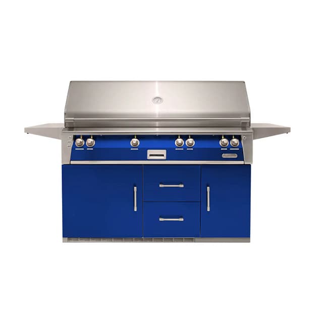 Alfresco 56" Refrigerator Cart Grill, 3 Burner, Rotis, Double Door, Double Drawer, Sear Zone, NG, Color