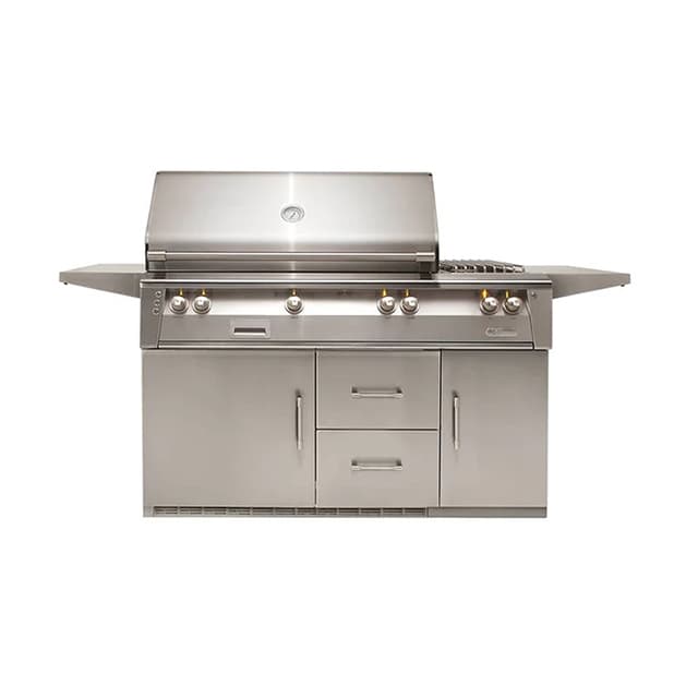 Alfresco 56" Refrigerator Cart Grill, 3 Burner, Rotis, Single Door, Double Drawer, NG