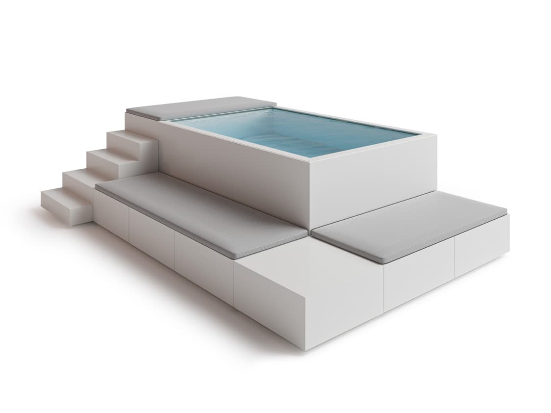 Poolins Recta Large above-ground luxury pool with modules